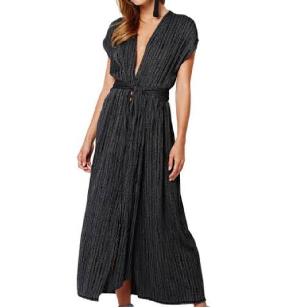 Bec & Bridge stripe blackbird Black Maxi Dress